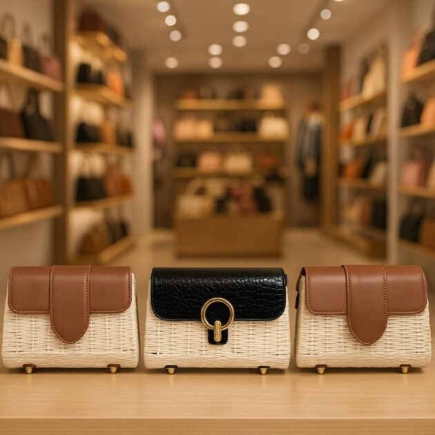 Sac en paille colorblock